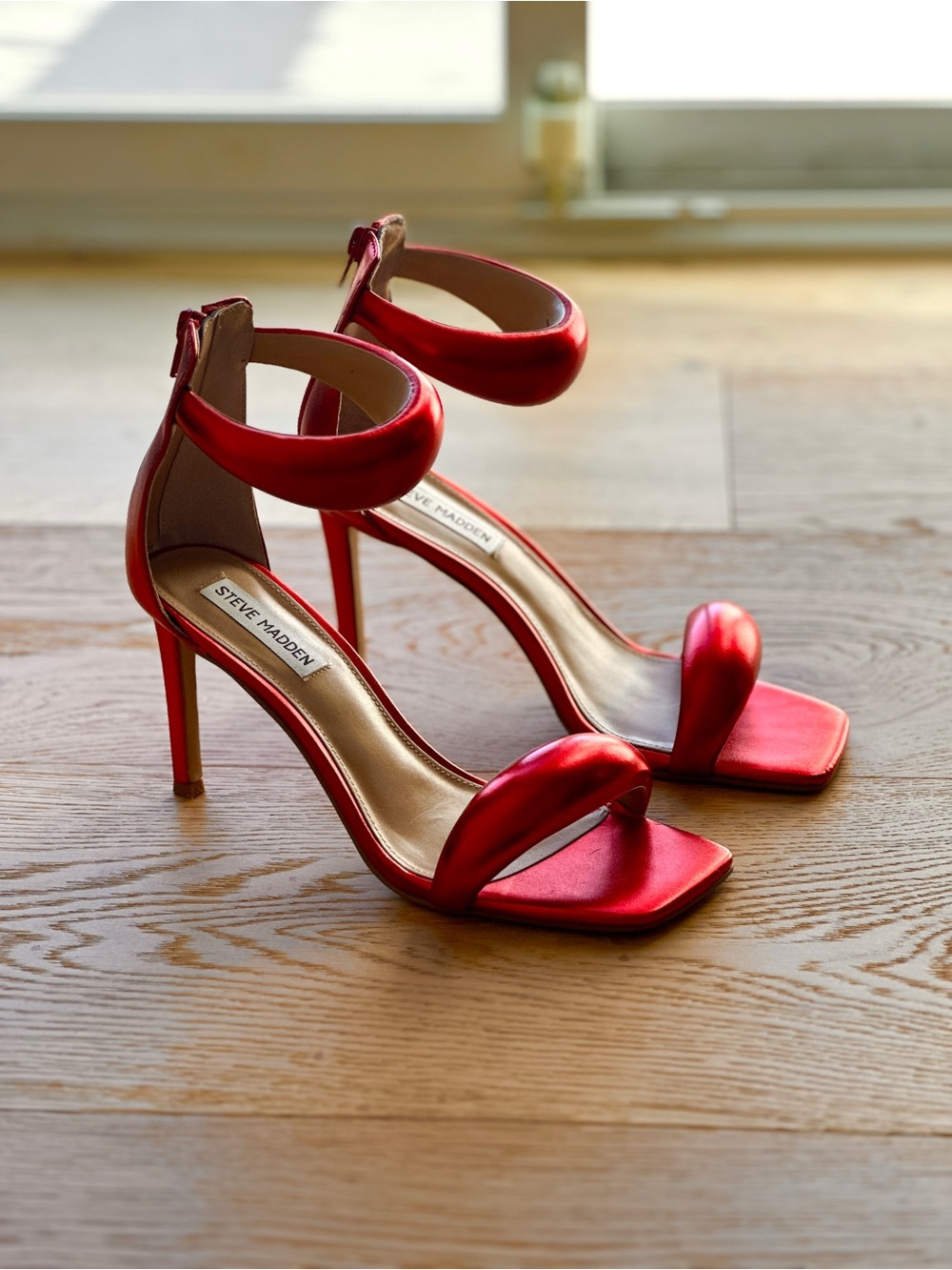 Steve Madden Partay Bijoux Inspired Heels Metallic Red